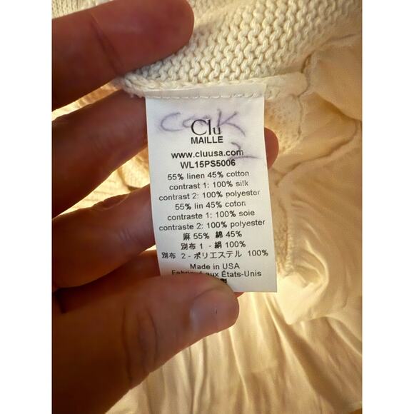 Maille Clu Layered Cream White Silk Linen Cotton Long Sleeve Sweater Top Knit XS - Picture 3 of 3